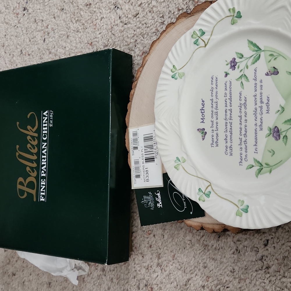 Belleek Fine Parian China Mother's Blessing Plate NEW - Picture 2 of 10